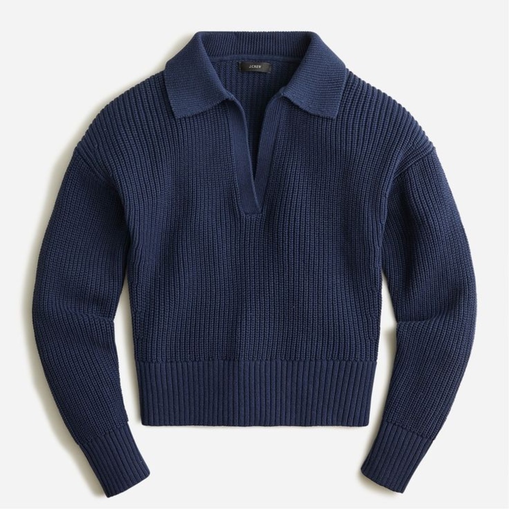 J.Crew Navy Blue Collared Cotton Sweater 2x / XXL